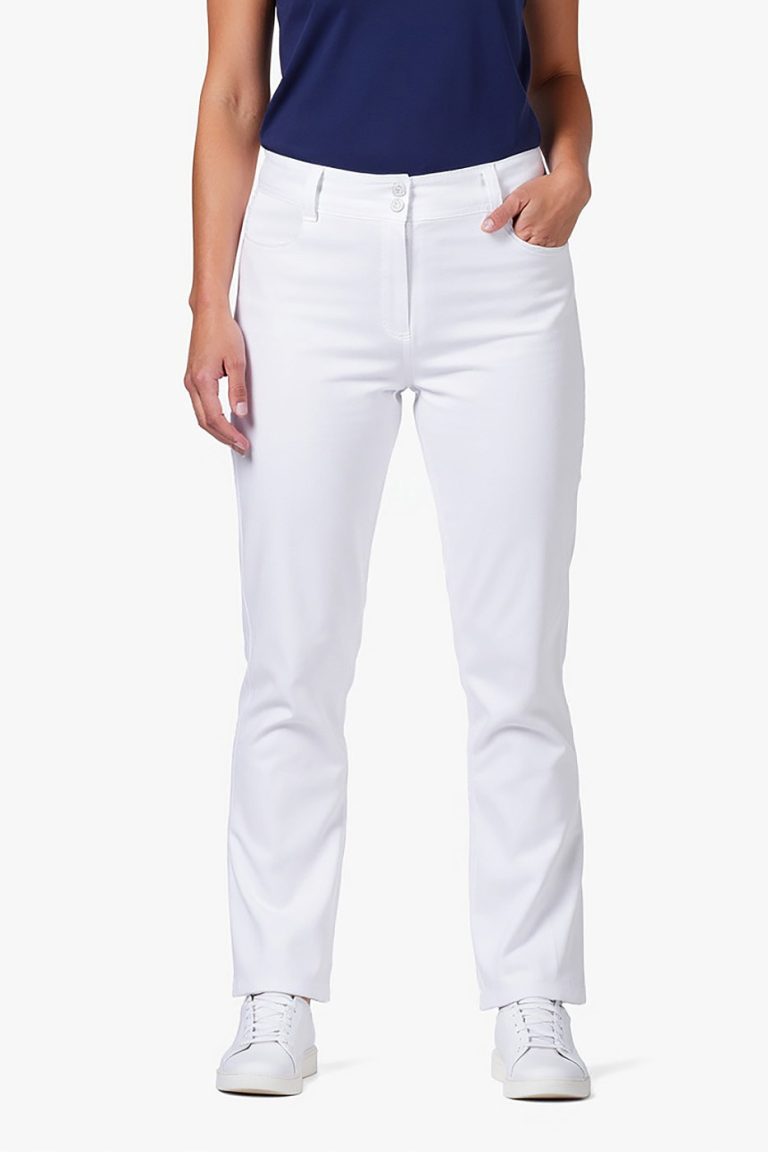 bílé zdravotní kalhoty