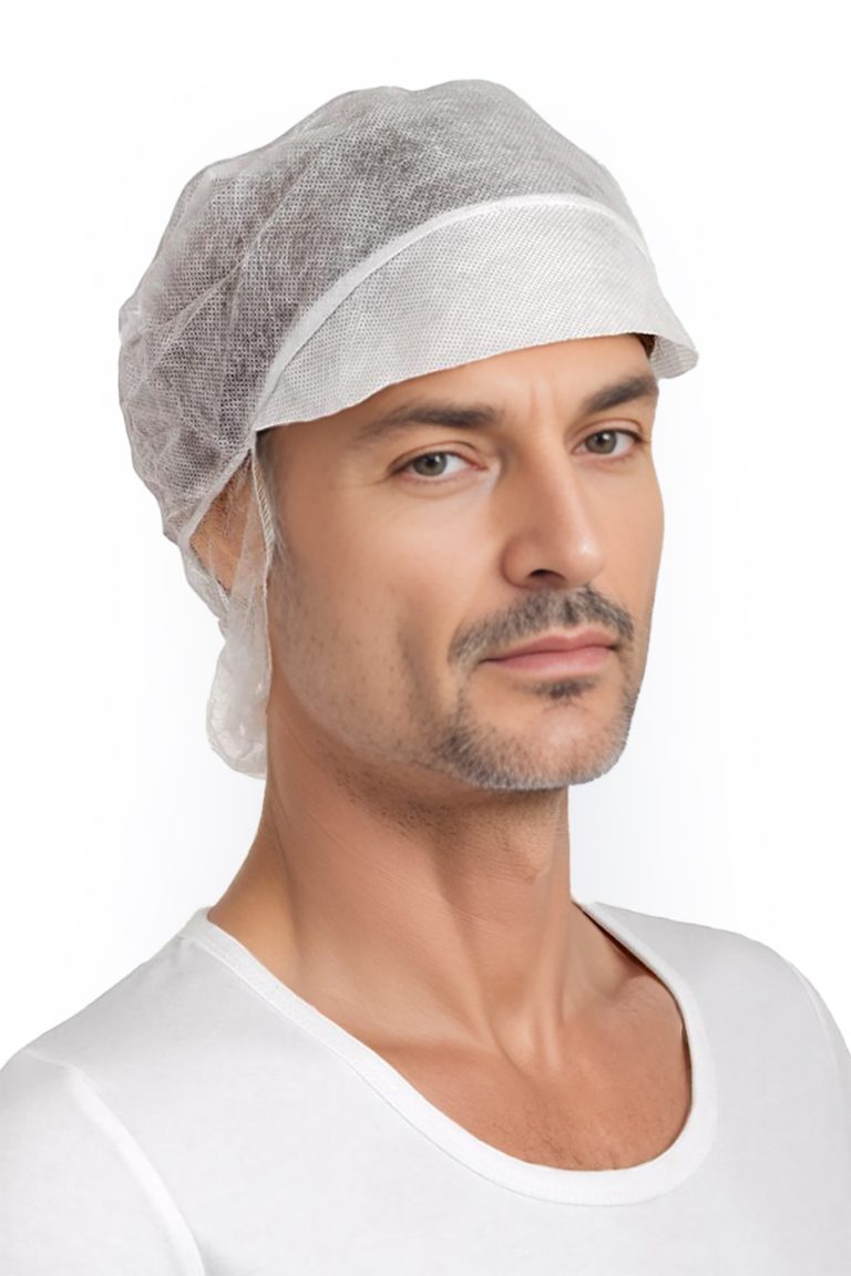 jednorázová čepice s kšiltem a síťkou na vlasy