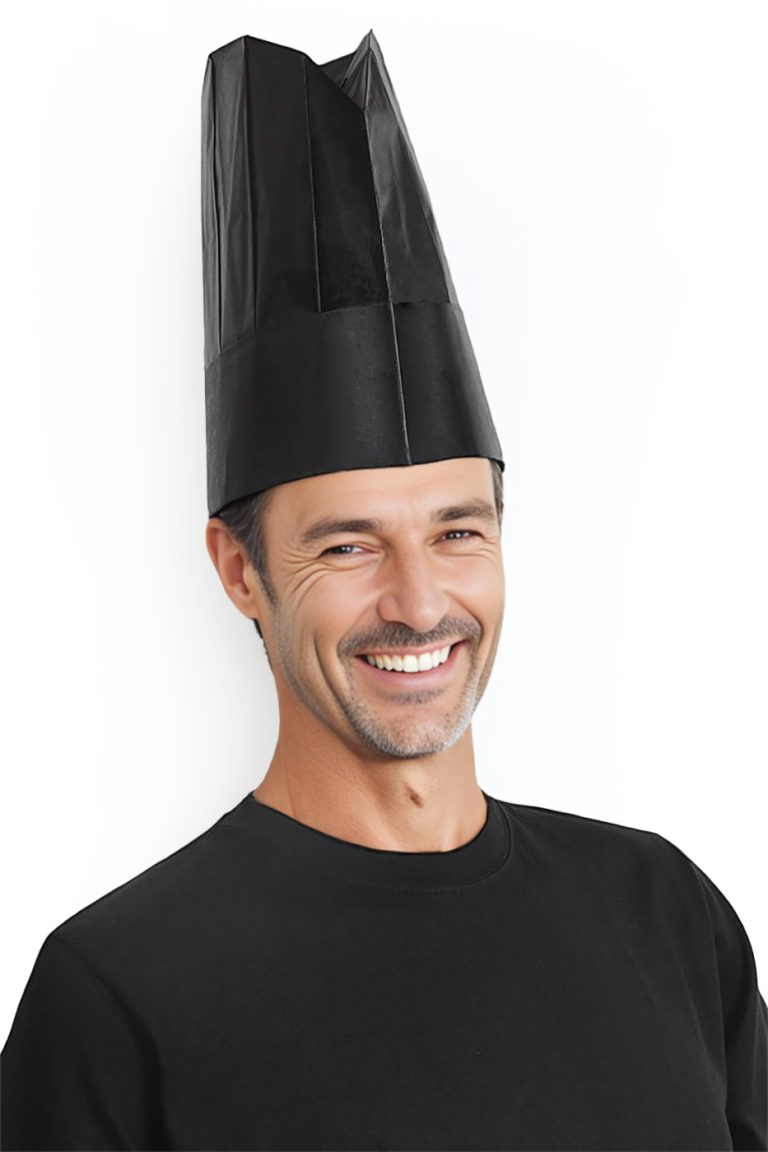 kuchařská čepice vysoká černá